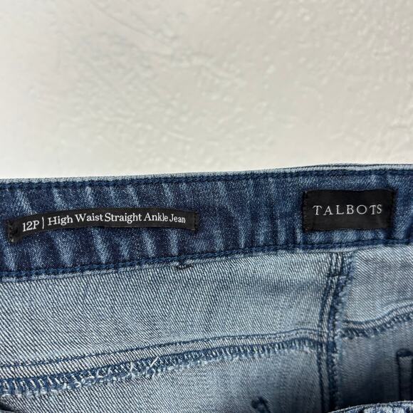 Talbots Sequin Stripe High Waist Straight Ankle Jeans Size 12 Petite - Picture 5 of 6